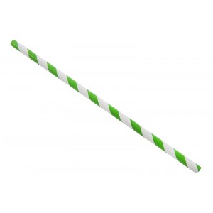 Green and white paper straw single